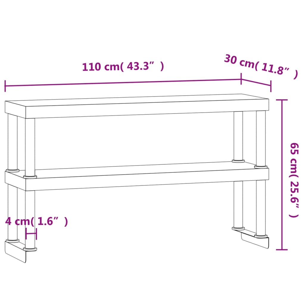 Étagère De Table De Travail À 2 Niveaux Inox