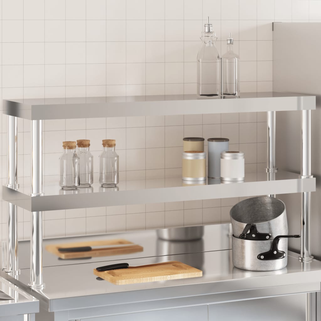 Étagère De Table De Travail À 2 Niveaux Inox