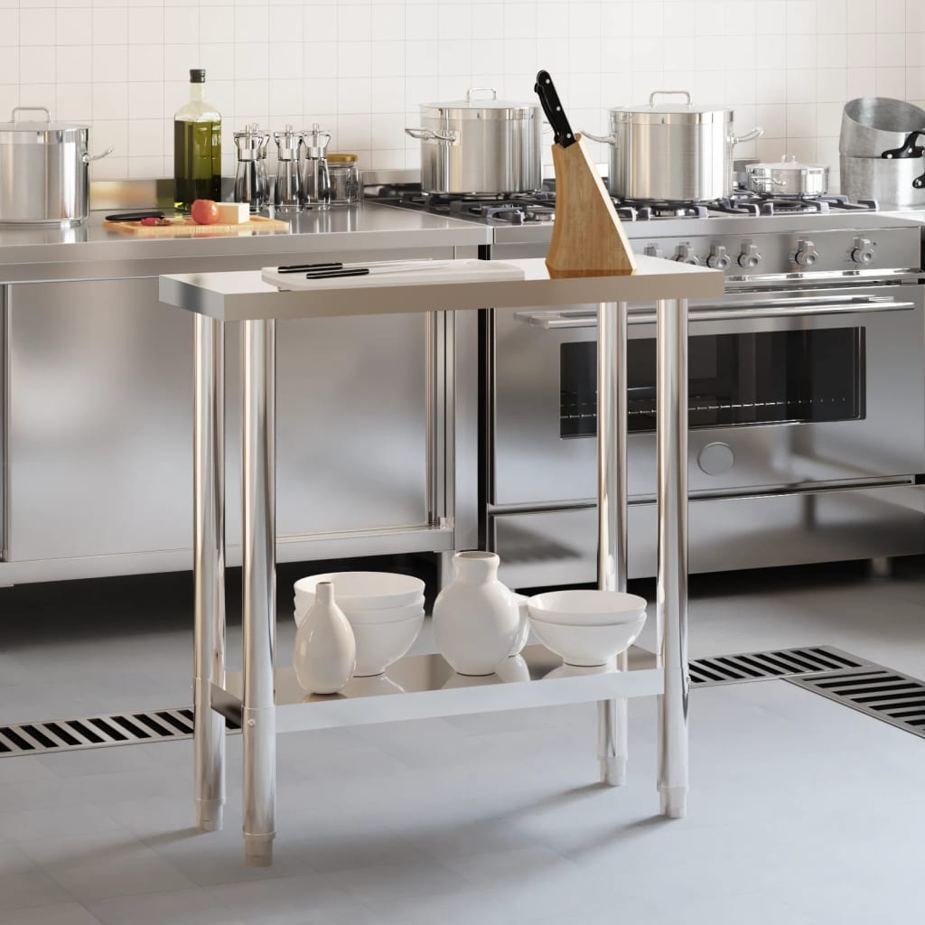 Table De Travail De Cuisine 82,5X30X85 Cm Acier Inoxydable