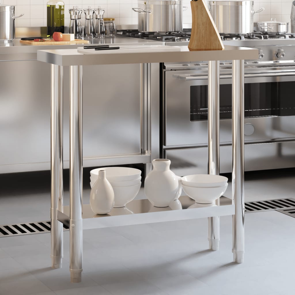 Table De Travail De Cuisine 82,5X30X85 Cm Acier Inoxydable