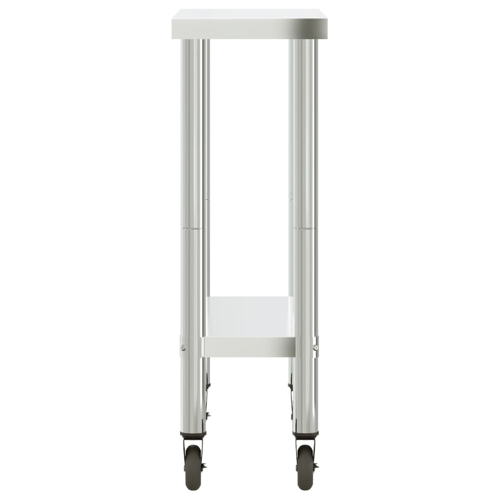 Table De Travail De Cuisine Avec Roues 82,5X30X85 Cm Inox