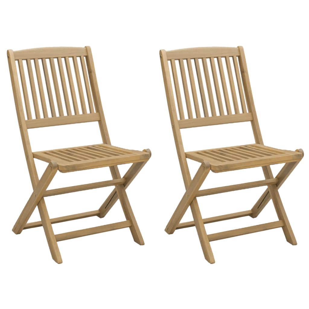 Chaises Pliantes, Lot De 2, 57 X 48,5 X 90 Cm, En Bois D'acacia Massif