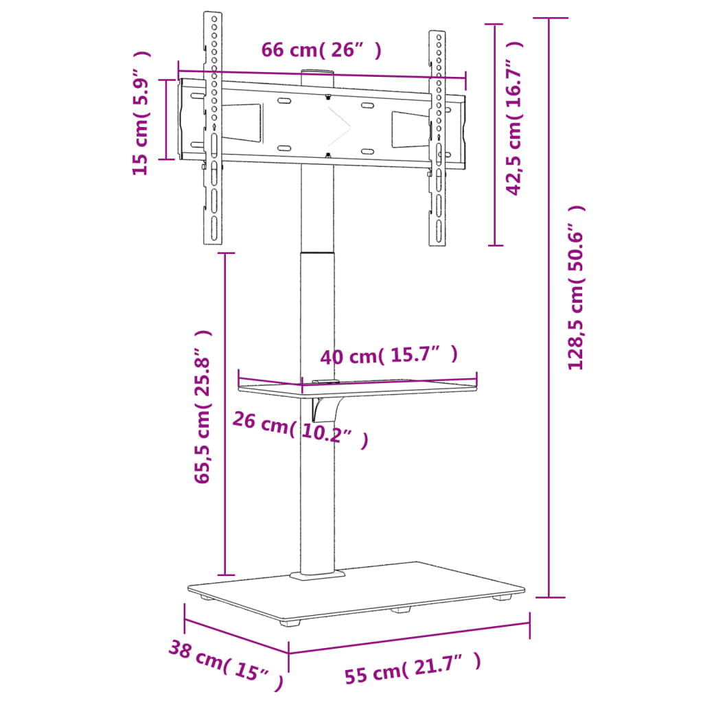 Meuble Tv D'angle 2 Niveaux Pour 32-65 Pouces Noir