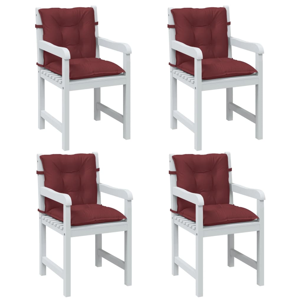 Coussins De Chaise À Dossier Bas Lot De 2 Rouge Mélangé Tissu
