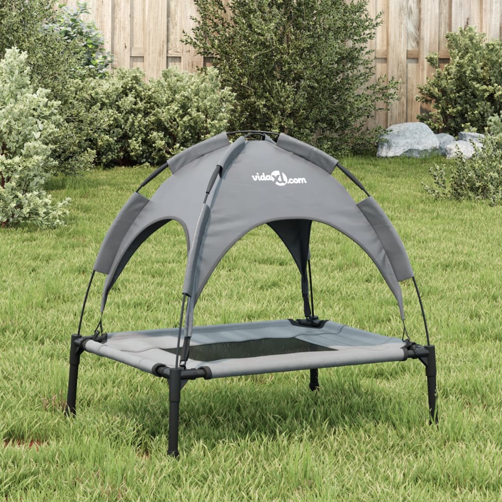 Lit Pour Chien Avec Auvent Tissu Oxford Et Acier