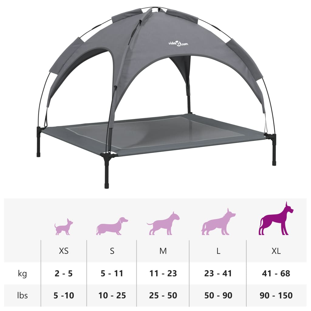 Lit Pour Chien Avec Auvent Tissu Oxford Et Acier