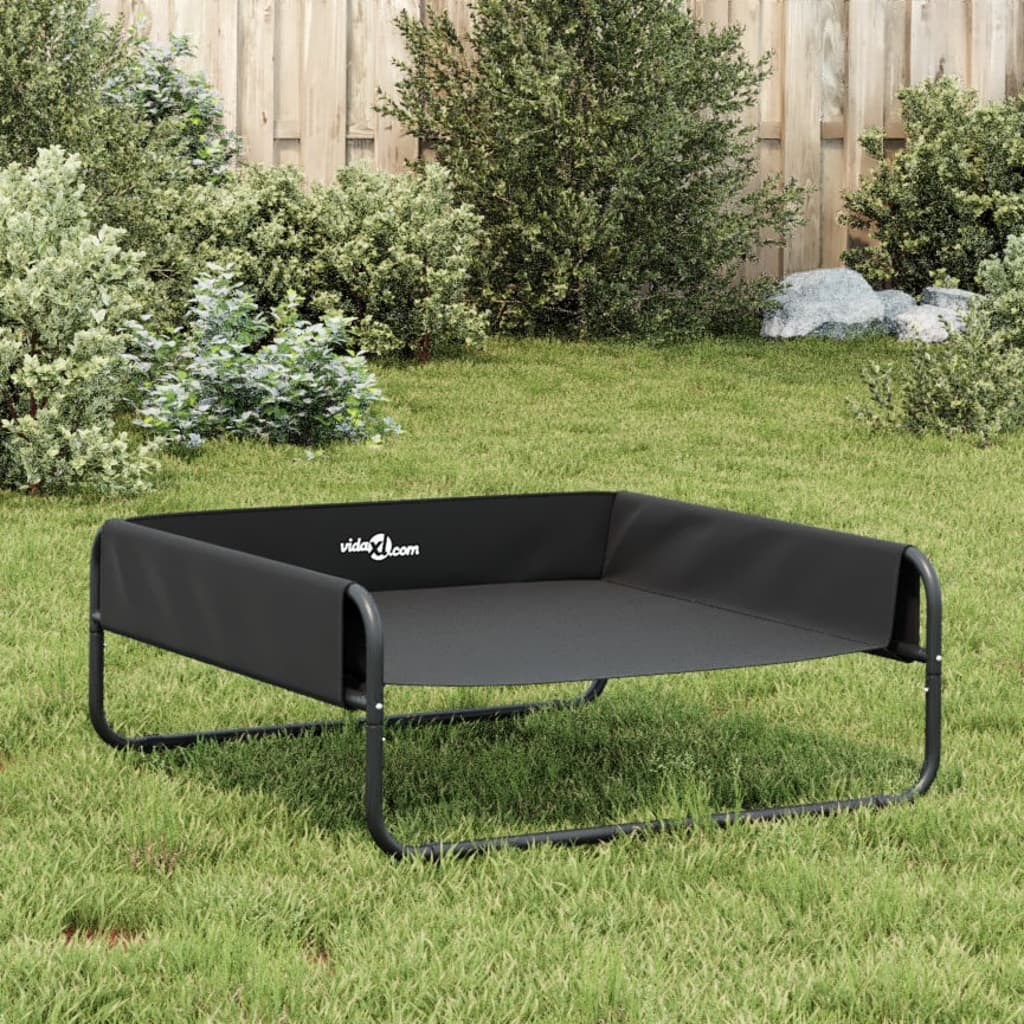 Lit Surélevé Pour Chien Anthracite Tissu Oxford Et Acier
