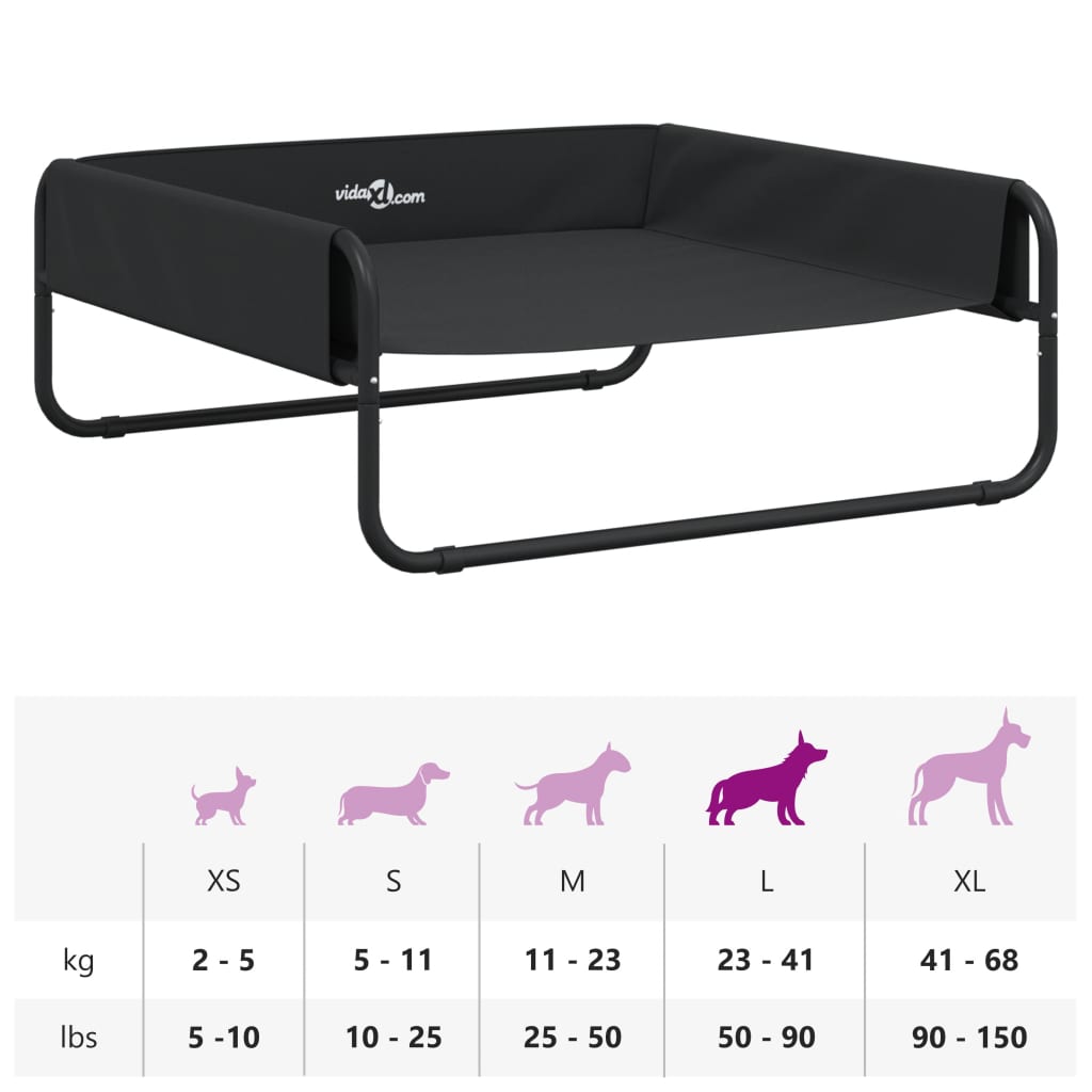 Lit Surélevé Pour Chien Anthracite Tissu Oxford Et Acier