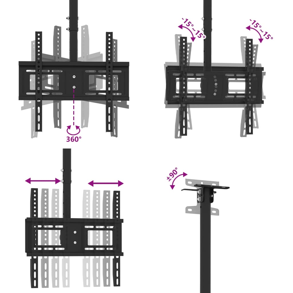 Support Tv Au Plafond Pour Écran 32-65" Max Vesa 400X400Mm 40Kg