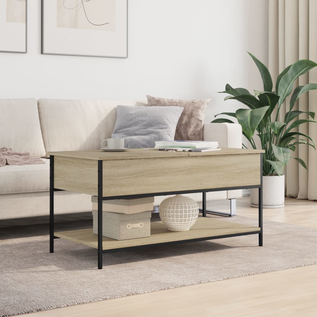 Table Basse 100X50X50Cm Bois D'ingénierie Et Métal