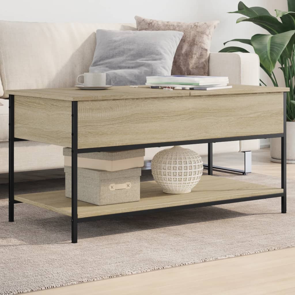 Table Basse 100X50X50Cm Bois D'ingénierie Et Métal