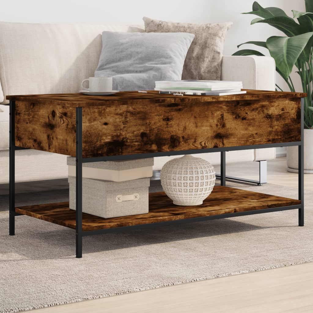 Table Basse 100X50X50Cm Bois D'ingénierie Et Métal