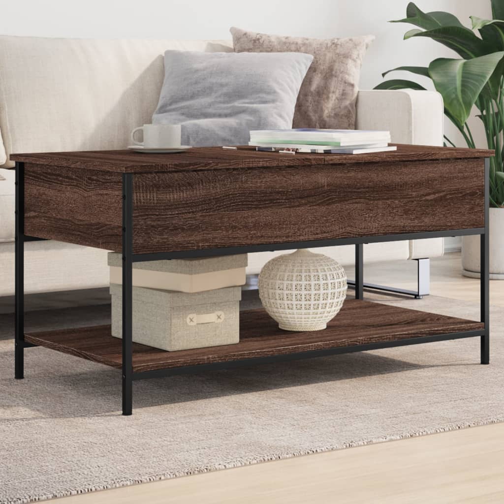 Table Basse 100X50X50Cm Bois D'ingénierie Et Métal