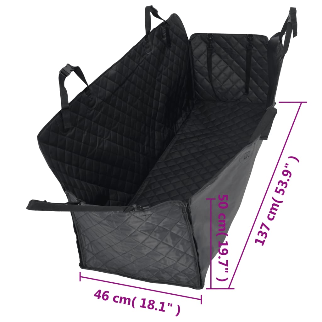 Housse De Siège De Voiture Pour Chien Noir 137X46X50 Cm