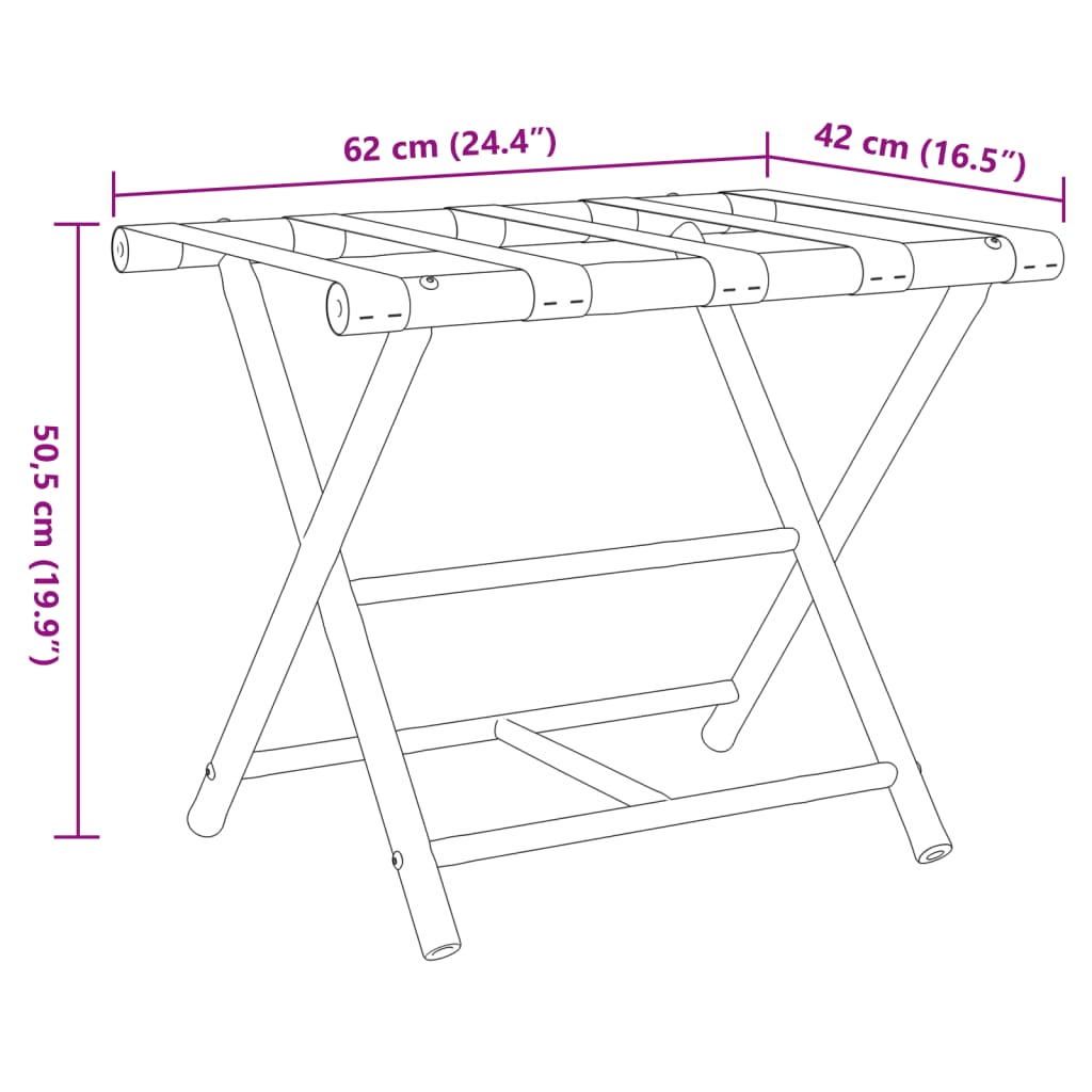 Porte-Bagages Pliant 62X42X50,5 Cm Bambou
