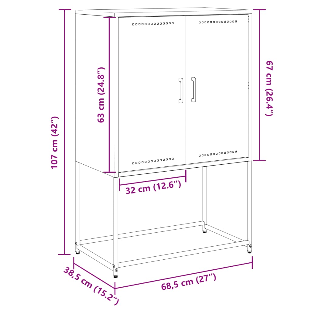 Buffet Haut Olive 68,5X38,5X107 Cm Acier