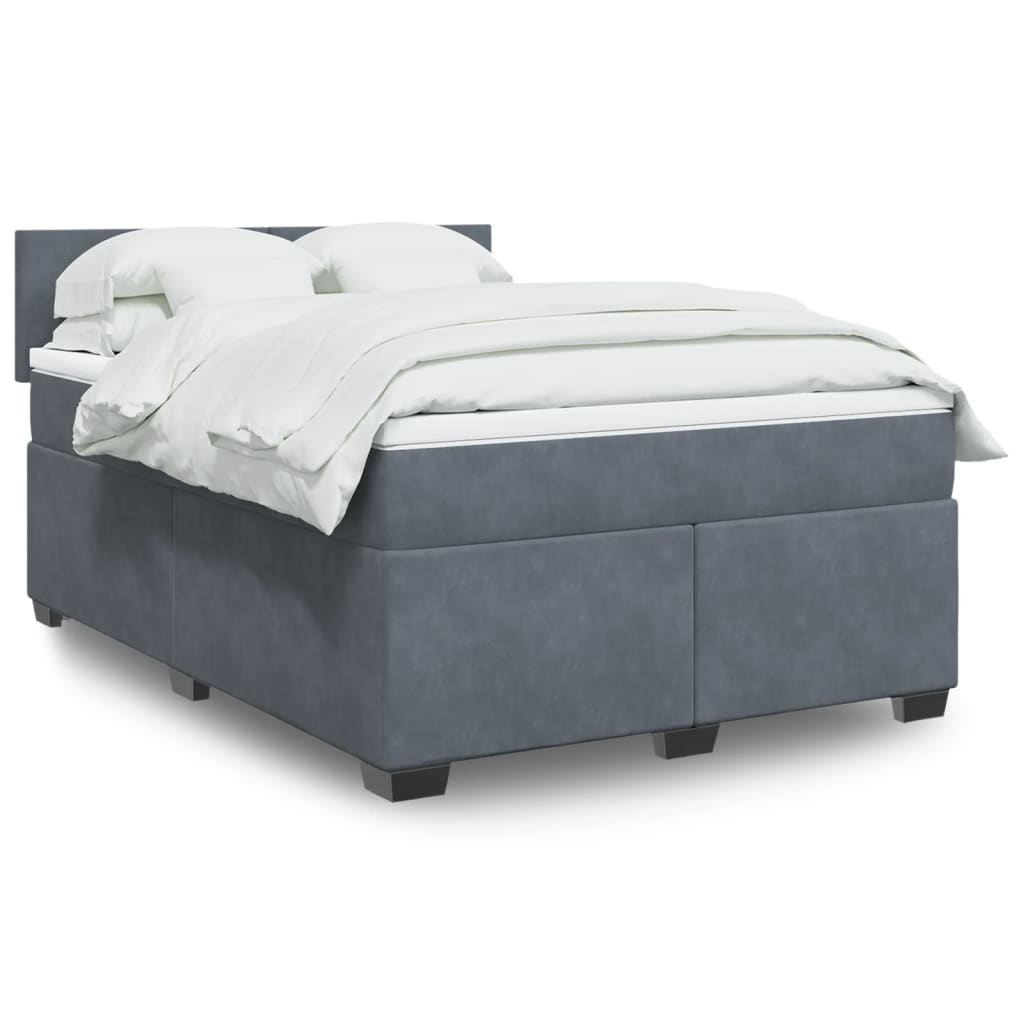 Lit De Box Spring Avec Matelas Et Led Velours