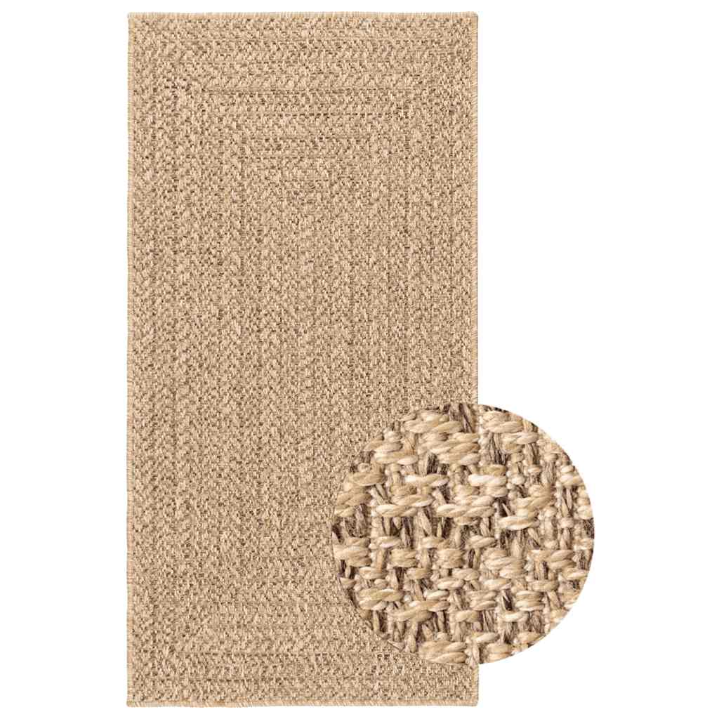 Tapis Zizur Beige 80X250 Cm Aspect De Jute Intérieur Extérieur