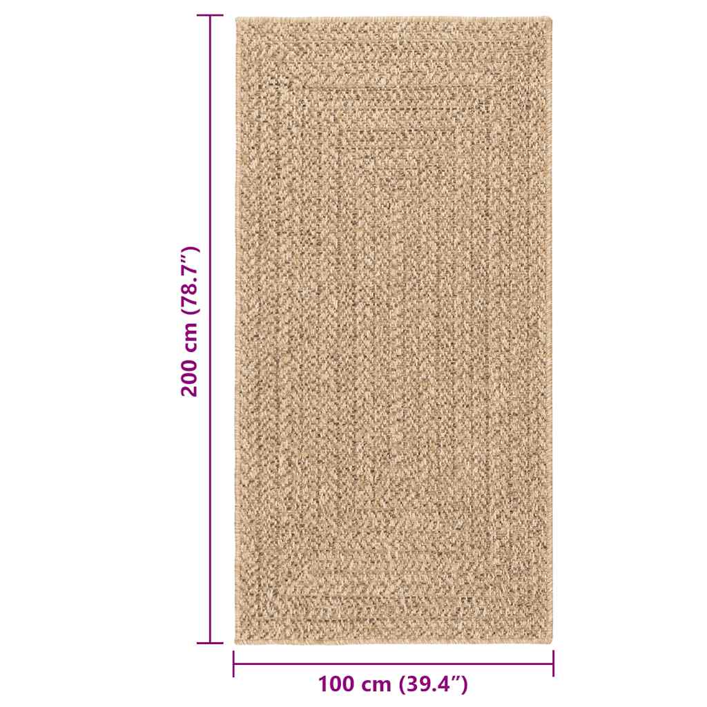 Tapis Zizur Beige 80X250 Cm Aspect De Jute Intérieur Extérieur