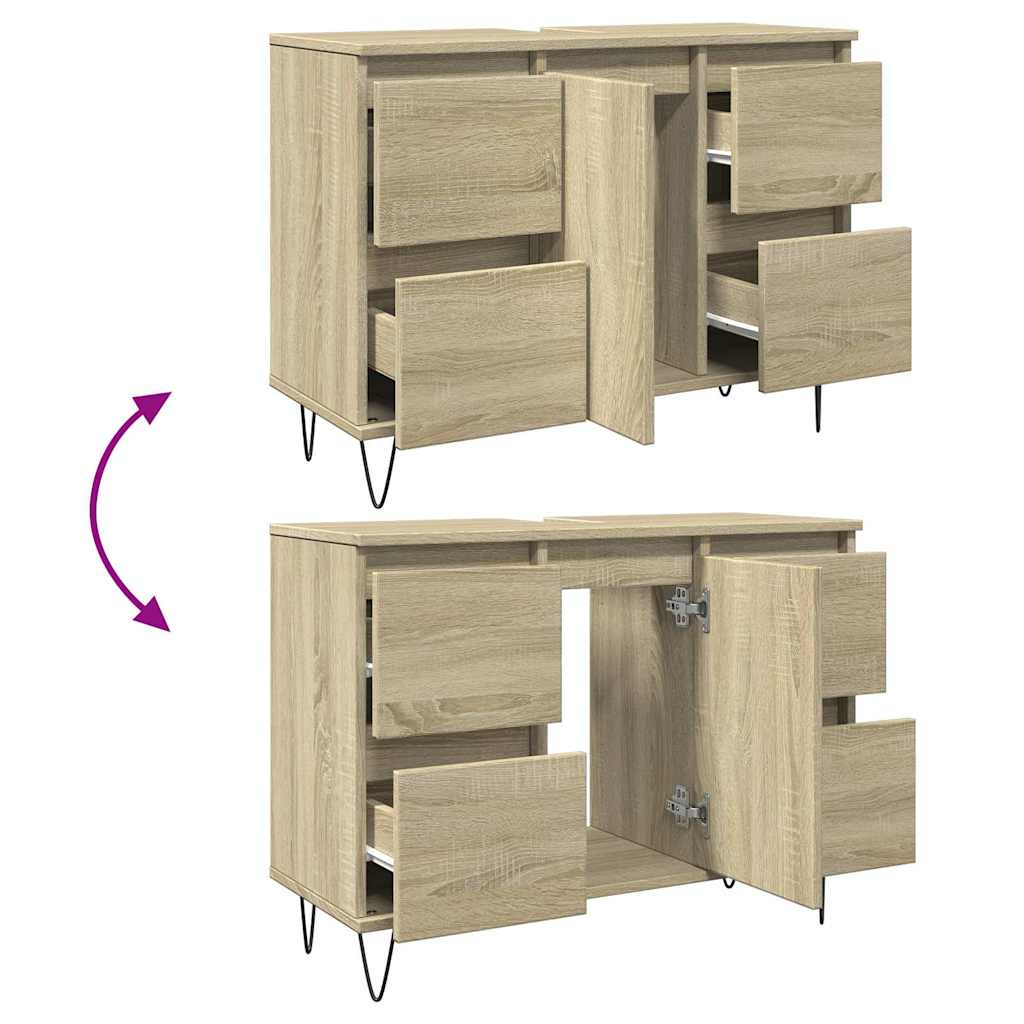 Armoire Salle De Bain 80X33X60Cm Bois D'ingénierie