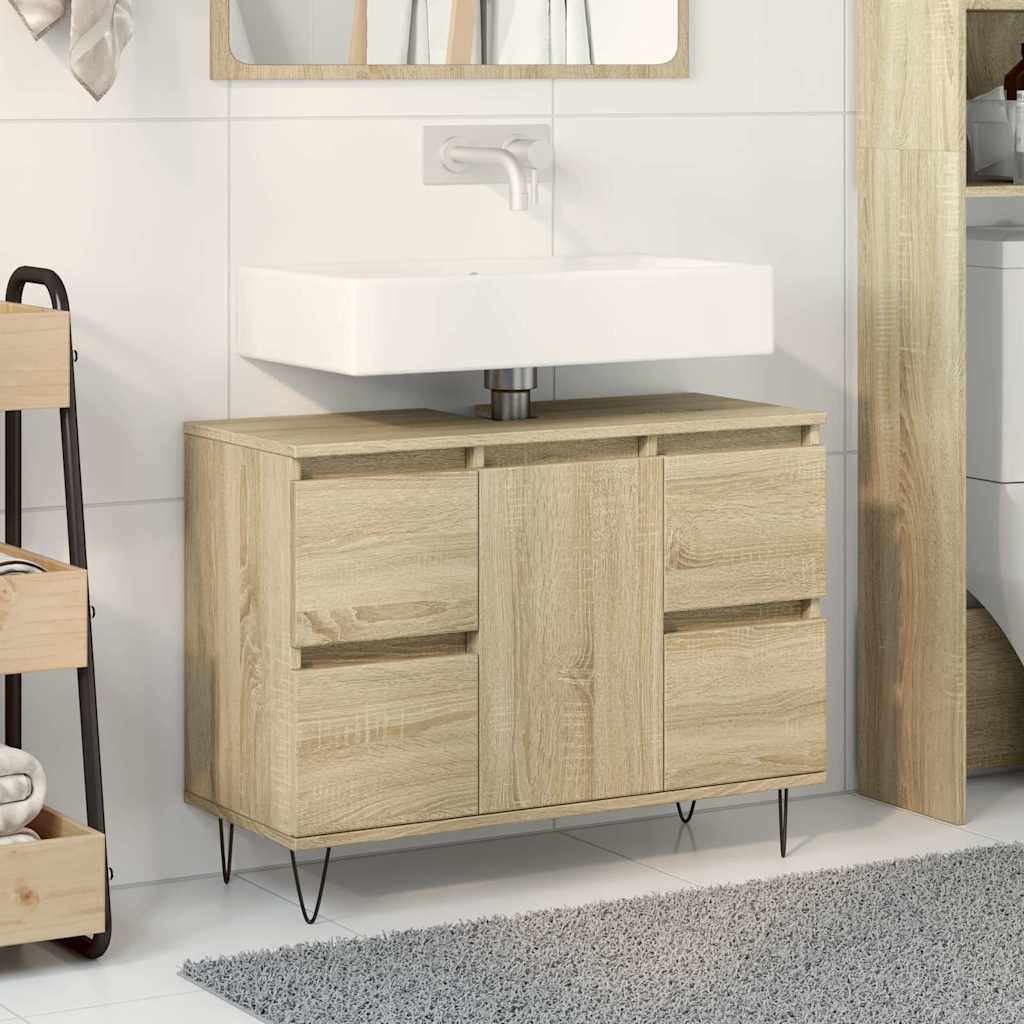 Armoire Salle De Bain 80X33X60Cm Bois D'ingénierie