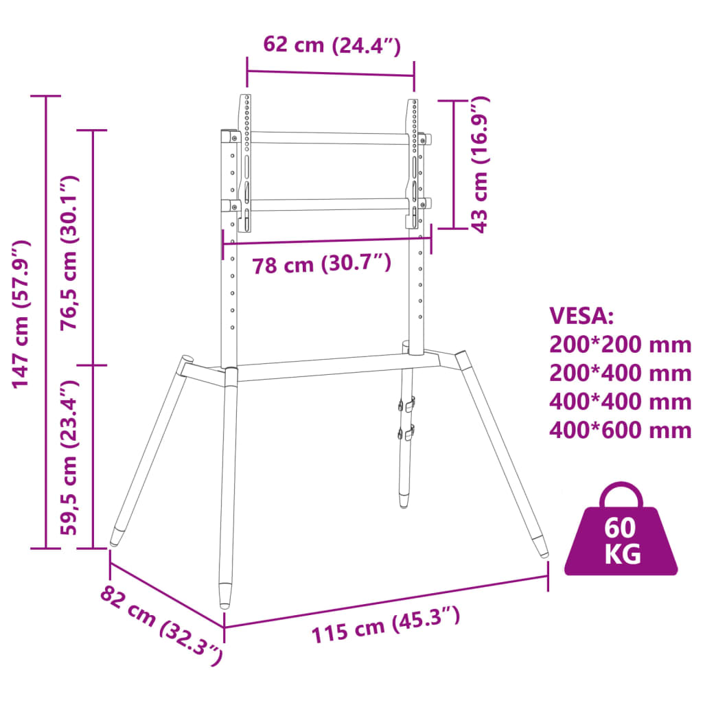Support Tv Chevalet Pour Écran 37-86 Pouces Max Vesa 400X600 Mm