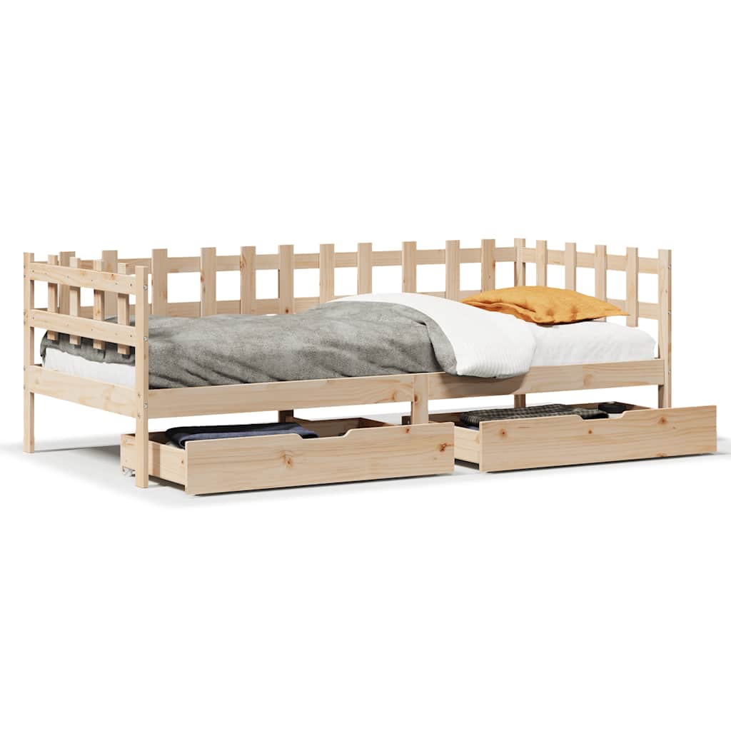 Lit De Jour Avec Tiroirs Sans Matelas 90X190 Cm Bois Massif