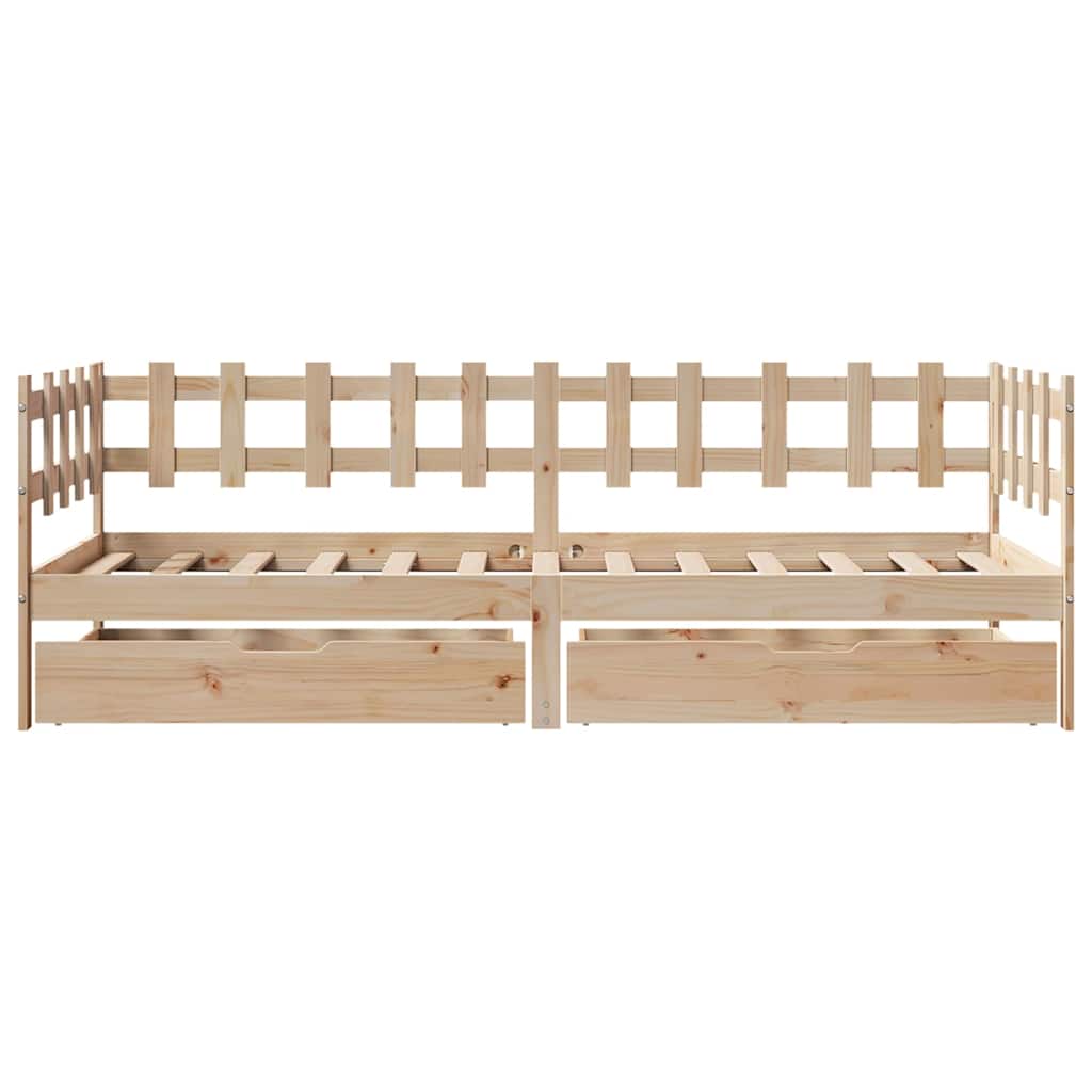 Lit De Jour Avec Tiroirs Sans Matelas 90X190 Cm Bois Massif