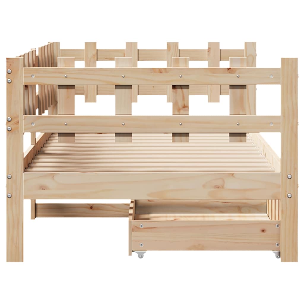 Lit De Jour Avec Tiroirs Sans Matelas 90X190 Cm Bois Massif
