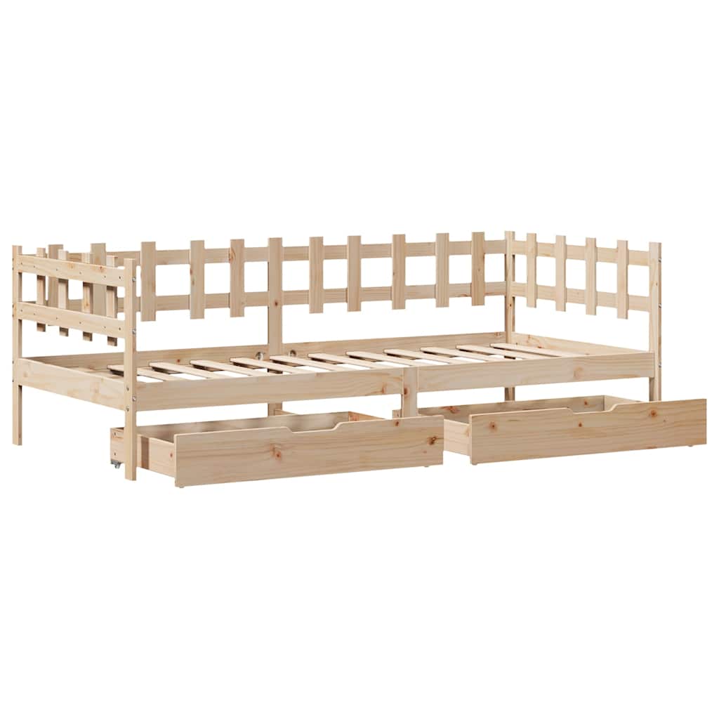 Lit De Jour Avec Tiroirs Sans Matelas 90X190 Cm Bois Massif