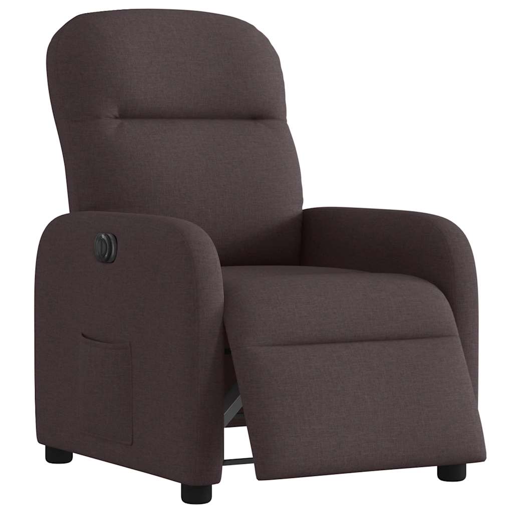 Fauteuil Inclinable Électrique Tissu Marron Foncé