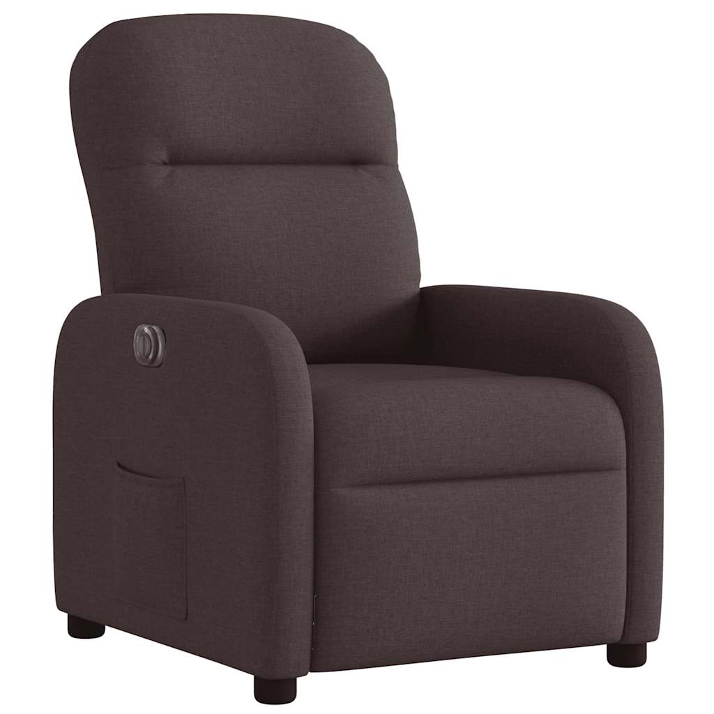Fauteuil Inclinable Électrique Tissu Marron Foncé