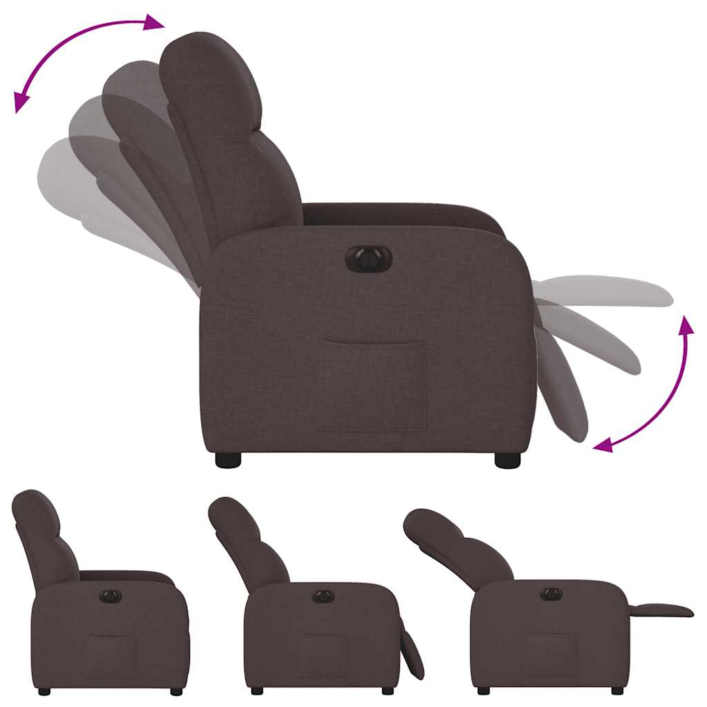 Fauteuil Inclinable Électrique Tissu Marron Foncé