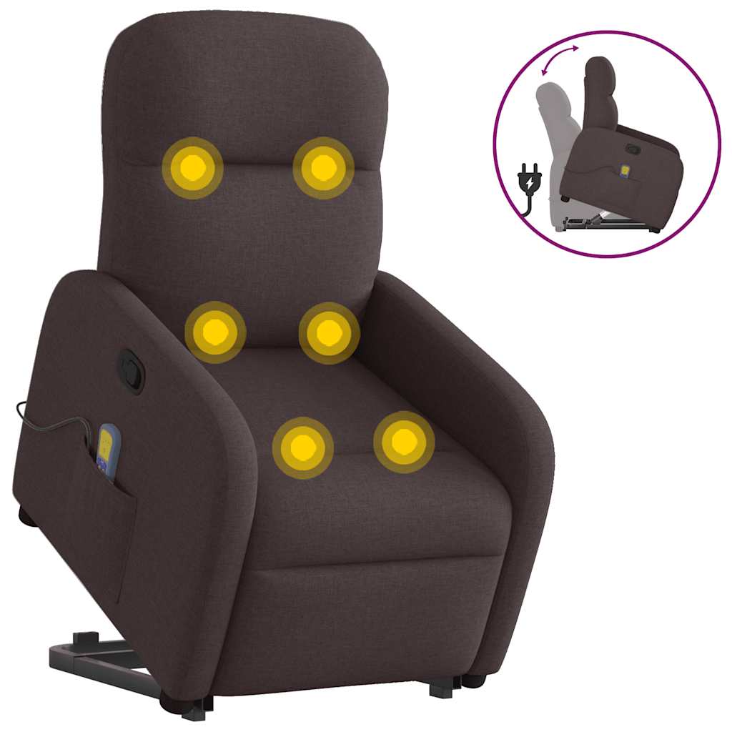 Fauteuil Inclinable Électrique Tissu Marron Foncé
