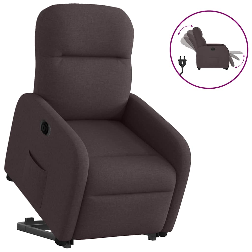 Fauteuil Inclinable Électrique Tissu Marron Foncé