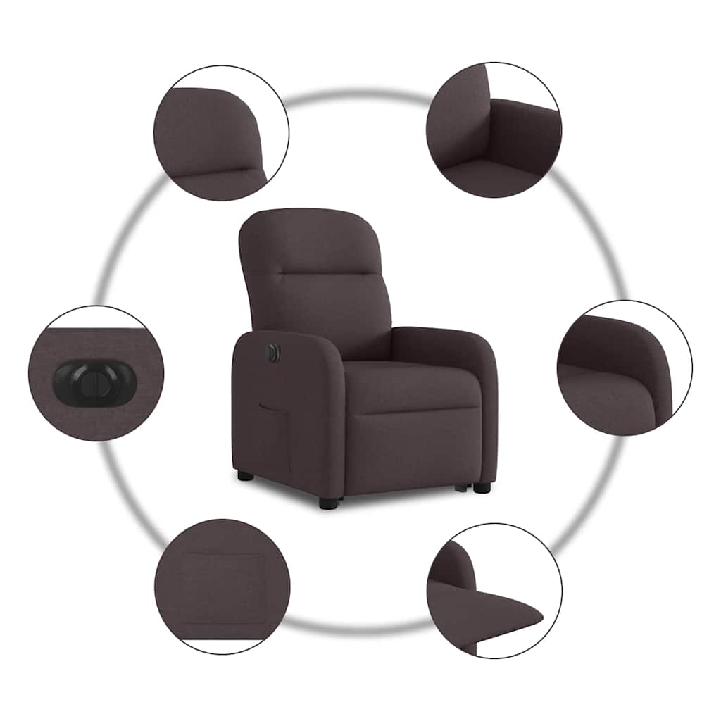 Fauteuil Inclinable Électrique Tissu Marron Foncé