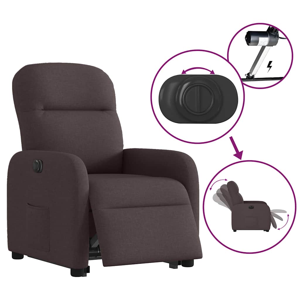 Fauteuil Inclinable Électrique Tissu Marron Foncé