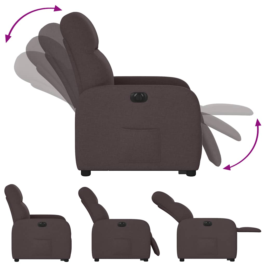 Fauteuil Inclinable Électrique Tissu Marron Foncé