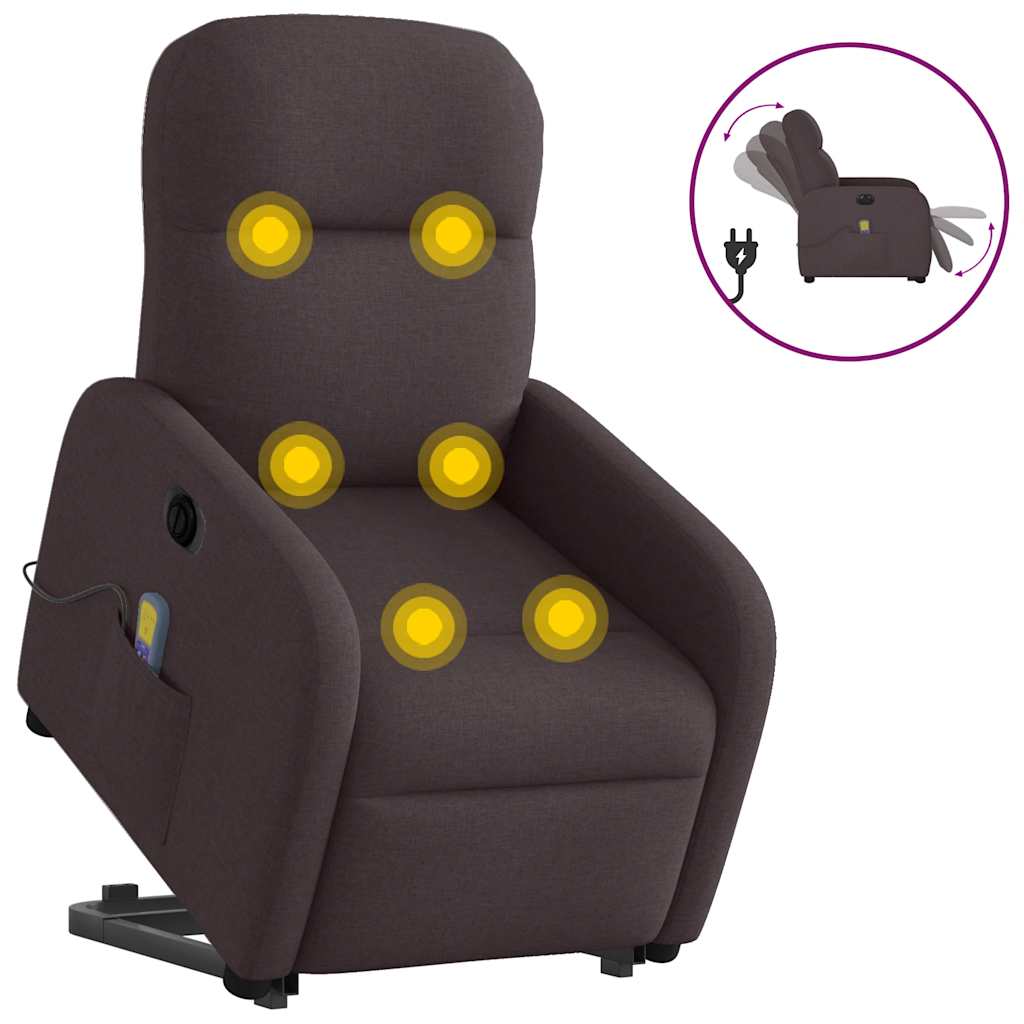 Fauteuil Inclinable Électrique Tissu Marron Foncé