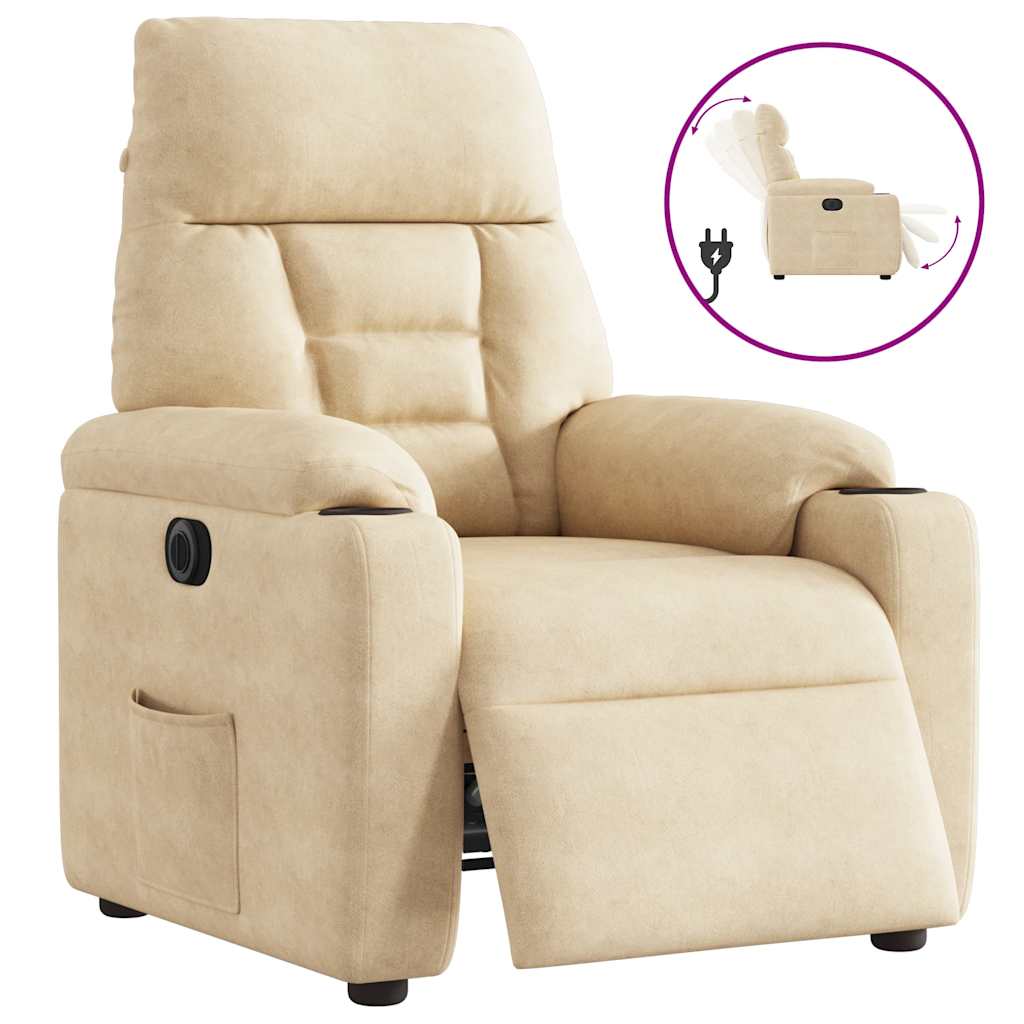 Fauteuil Inclinable De Massage Tissu Microfibre Crème