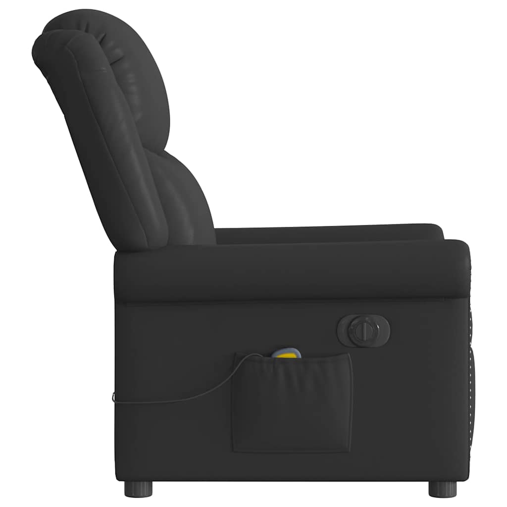 Fauteuil Massage Inclinable Électrique Brillant Similicuir Noir