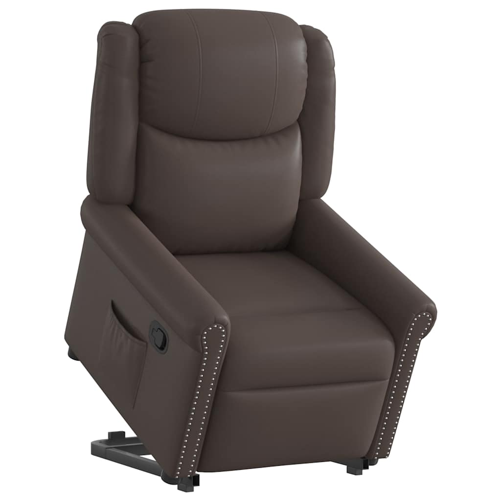 Fauteuil Inclinable Électrique Brillant Similicuir Marron