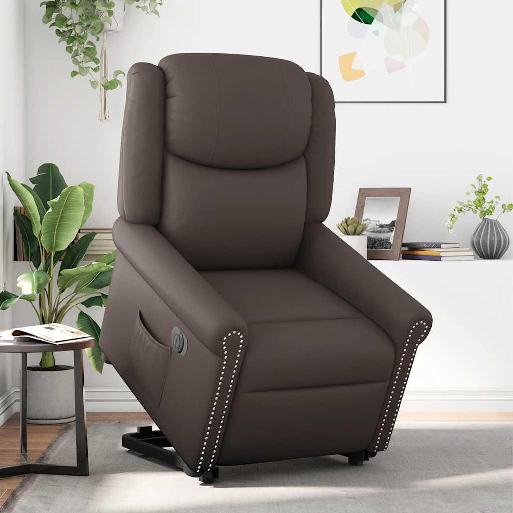 Fauteuil Inclinable Électrique Brillant Similicuir Marron