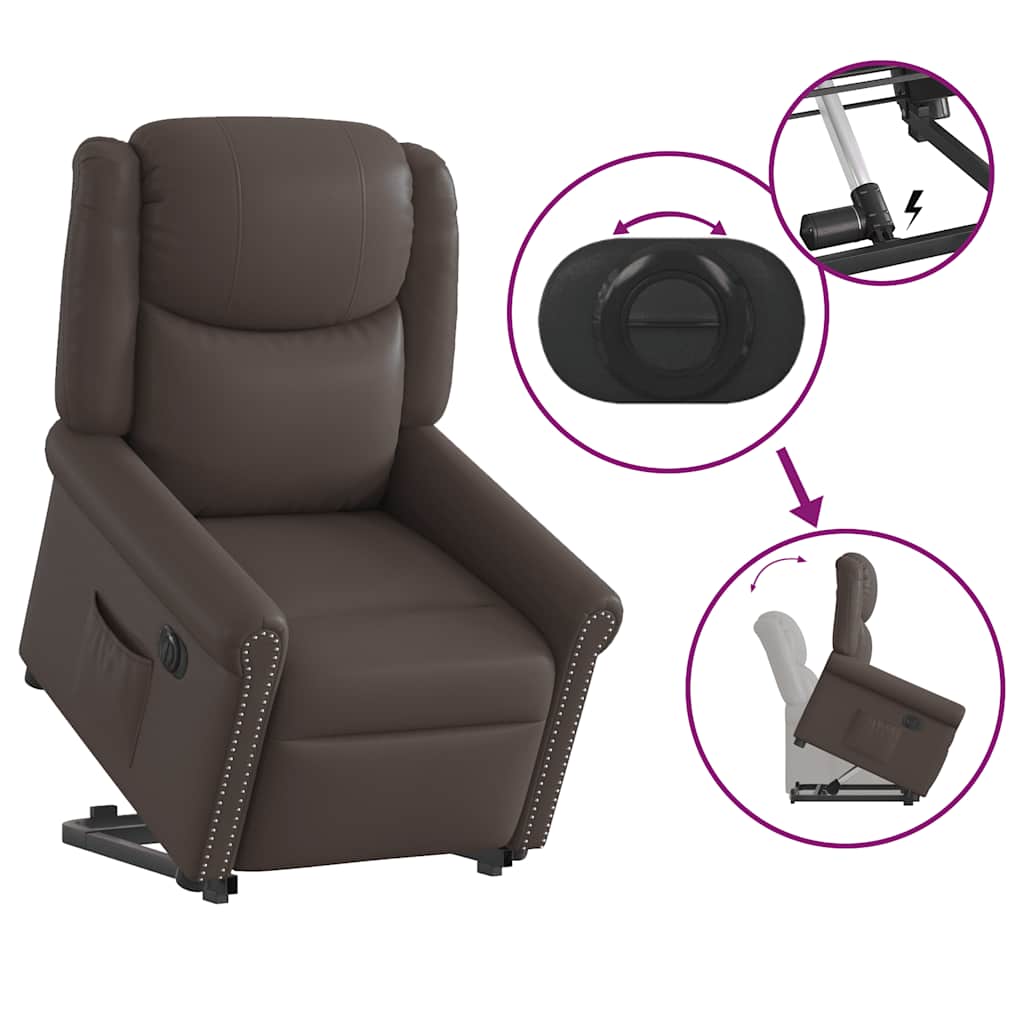 Fauteuil Inclinable Électrique Brillant Similicuir Marron