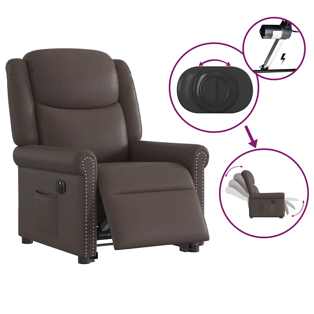 Fauteuil Inclinable Électrique Brillant Similicuir Marron