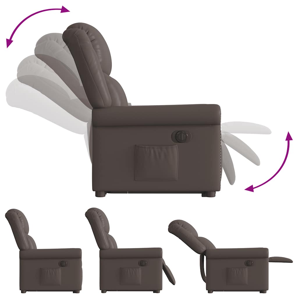 Fauteuil Inclinable Électrique Brillant Similicuir Marron