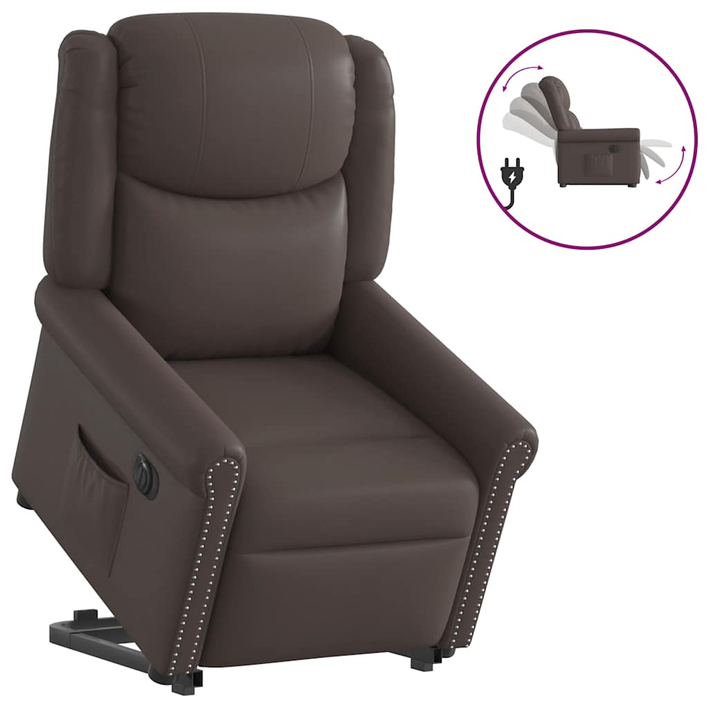 Fauteuil Inclinable Électrique Brillant Similicuir Marron