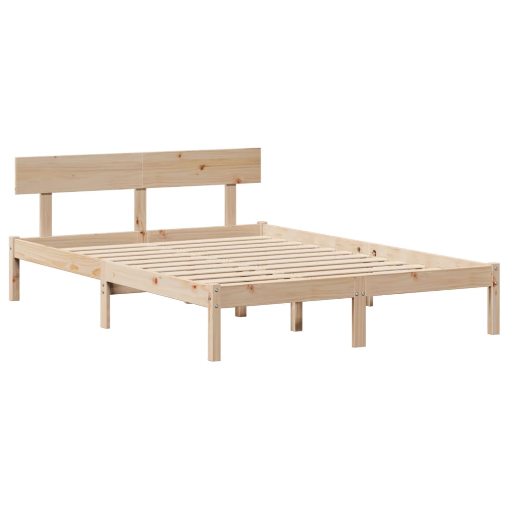 Cadre De Lit Sans Matelas 140X190 Cm Bois De Pin Massif