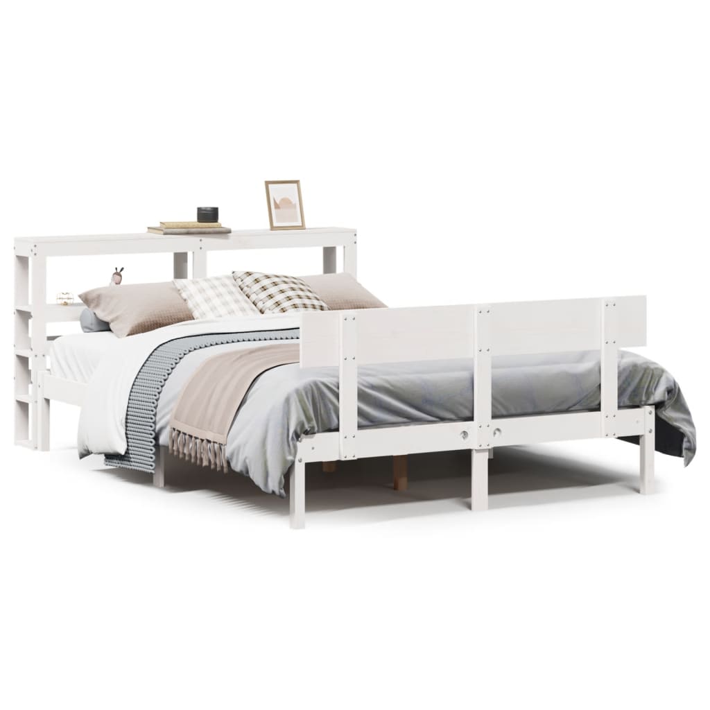 Cadre De Lit Sans Matelas Blanc 120X200 Cm Bois De Pin Massif