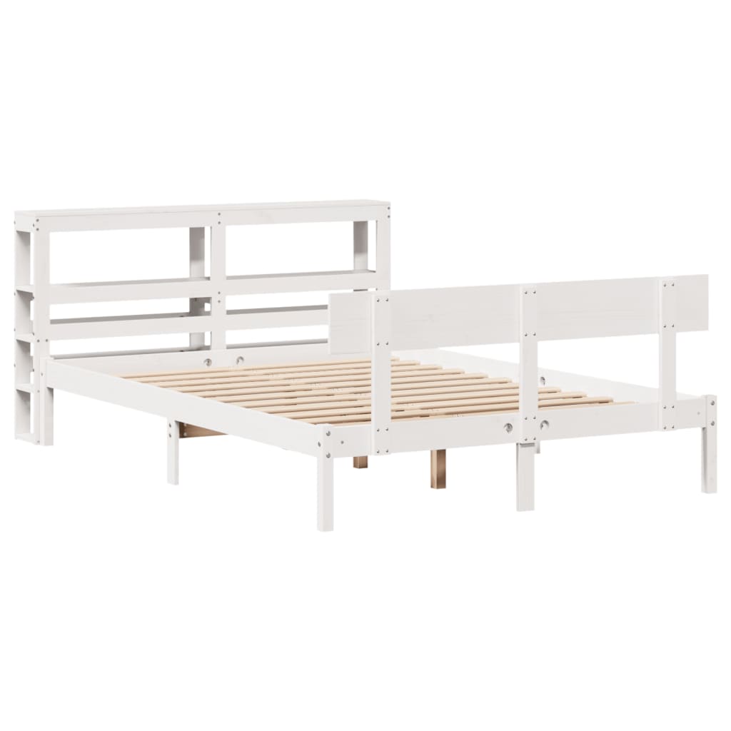 Cadre De Lit Sans Matelas Blanc 120X200 Cm Bois De Pin Massif